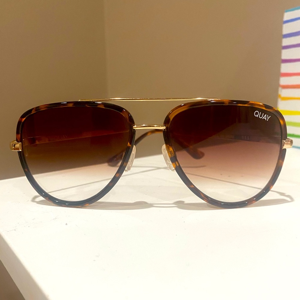 Quay Australia Tortoise Frame with Gold Accents and Brown Gradient Lenses
